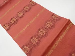 リサイクル　亀甲に草花模様織出し名古屋帯